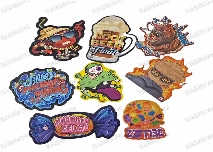 ভোজ্য মাইলার ব্যাগ ডাই কাট পিসিয়াল আকৃতির প্লাস্টিক পাউচ সহ জিপলক 3.5 গ্রাম ক্যান্ডি কুকি ব্যাগ