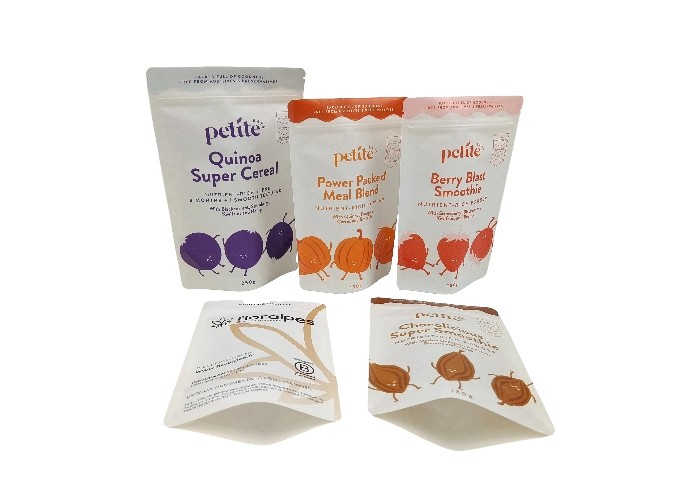 বায়োডিগ্রেডেবল ক্রাফট পেপার স্ট্যান্ড আপ ব্যাগ ফুড প্যাকেজিং পাউচ