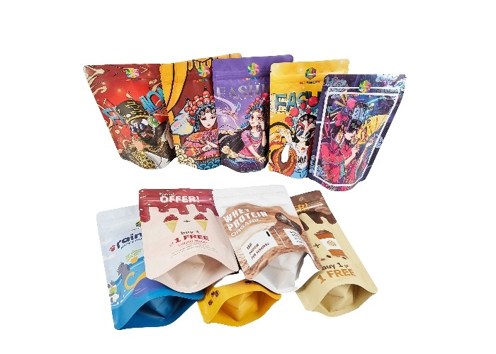 অ্যালুমিনিয়াম ফয়েল প্লাস্টিক স্ট্যান্ড আপ পাউচ গন্ধ প্রমাণ রিসিলেবল মাইলার জিপলক ব্যাগ