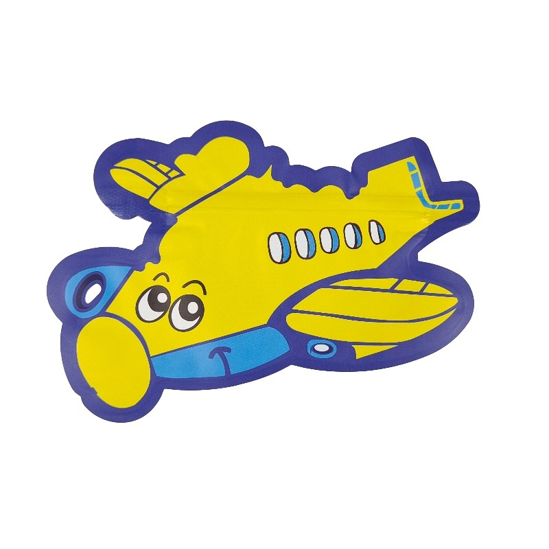 হলোগ্রাফিক প্রিন্টিং ডাই কাট মাইলার ব্যাগ 3.5g 7g বিশেষ অনিয়মিত আকৃতির জিপলক