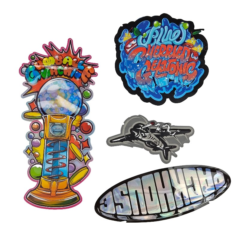 কাস্টম 3.5g - 28g চকচকে হলোগ্রাম ডাই কাট মাইলার ব্যাগ খাদ্য পাওয়ার কুকির জন্য বিশেষ আকার