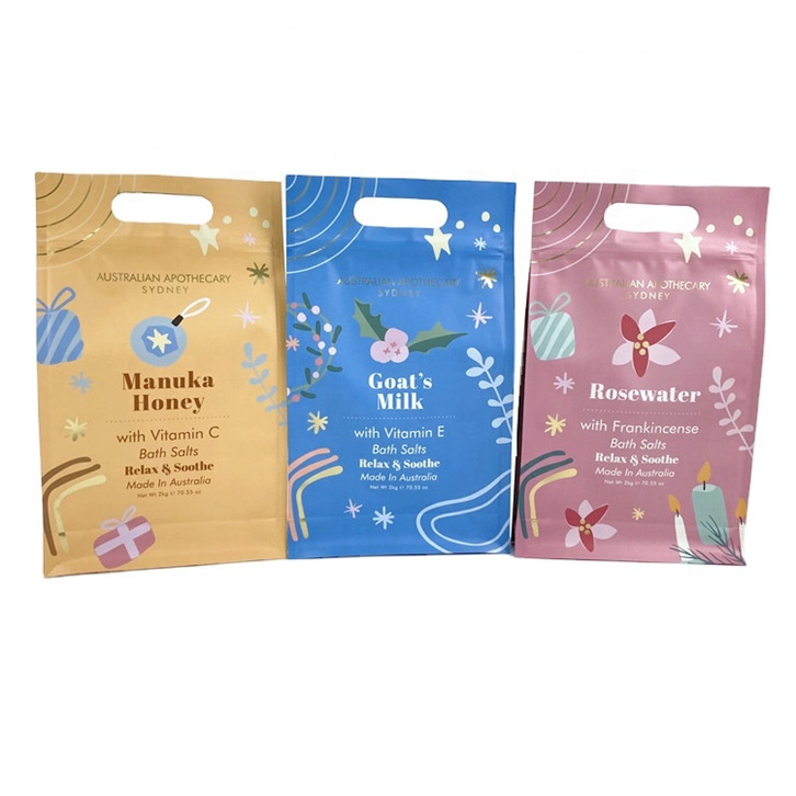 কাস্টম ডিজিটাল প্রিন্টিং প্রাইভেট লেবেল স্পা উপহার প্রাকৃতিক ইপসাম লবণ স্নান লবণ প্যাকেজিং ব্যাগ মাইলার ব্যাগ 250 গ্রাম শরীরের স্ক্রাব জন্য