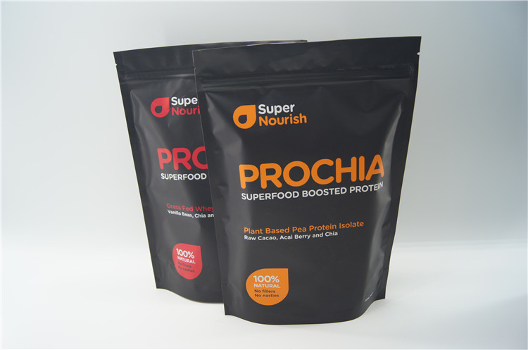 ম্যাট মুদ্রিত অ্যালুমিনিয়াম ছিদ্র প্রোটিন গুঁড়া ব্যাগ / অ্যালুমিনিয়াম ফয়েল দাঁড়ানো আপ জipper pouches