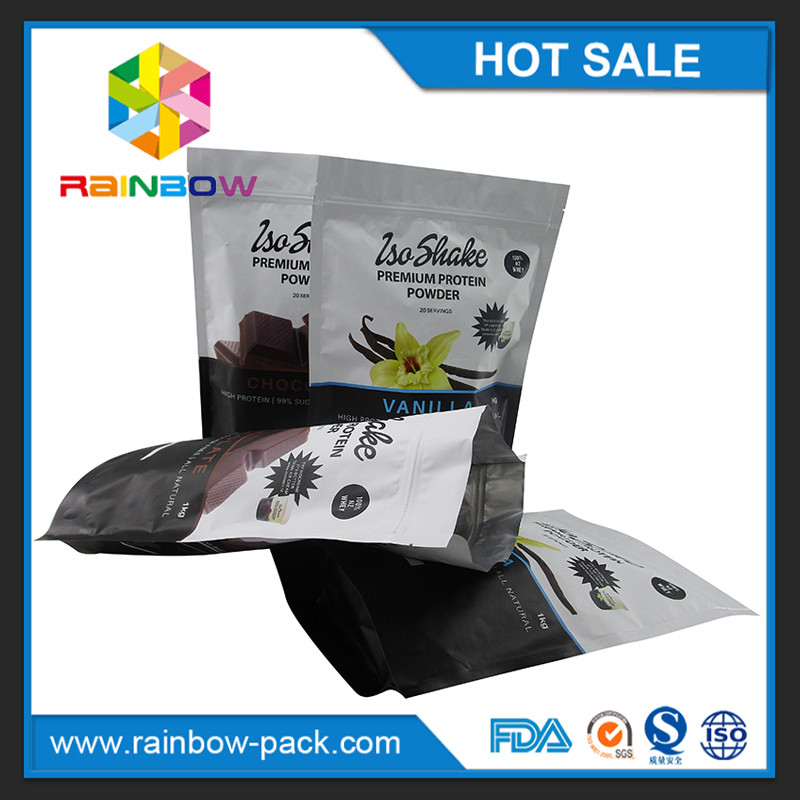 Ziplock সঙ্গে খাদ্য গ্রেড 1 কেজি স্ট্যান্ড ছিদ্র প্রোটিন গুঁড়া প্যাকিং ব্যাগ