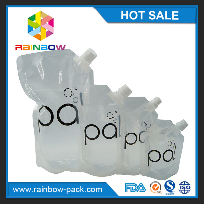 4 বিজি / 8oz / 16oz স্বচ্ছ স্ট্যান্ড বিউপি বিহীন স্পাউট সঙ্গে ওয়াইন থলি