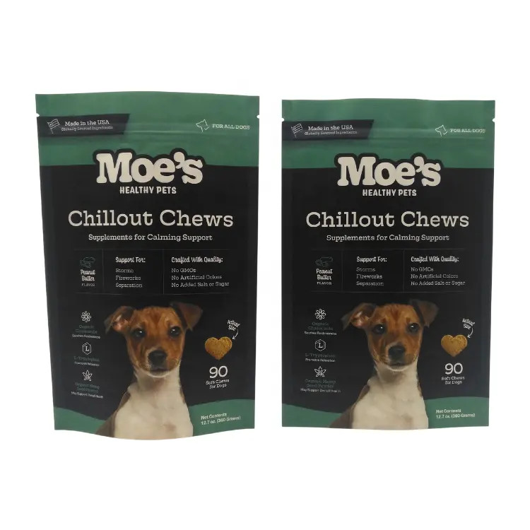 দীর্ঘস্থায়ী পোষা খাদ্য সংরক্ষণের জন্য সিএমওয়াইকে রঙের জিপার পোষা খাবার ব্যাগ