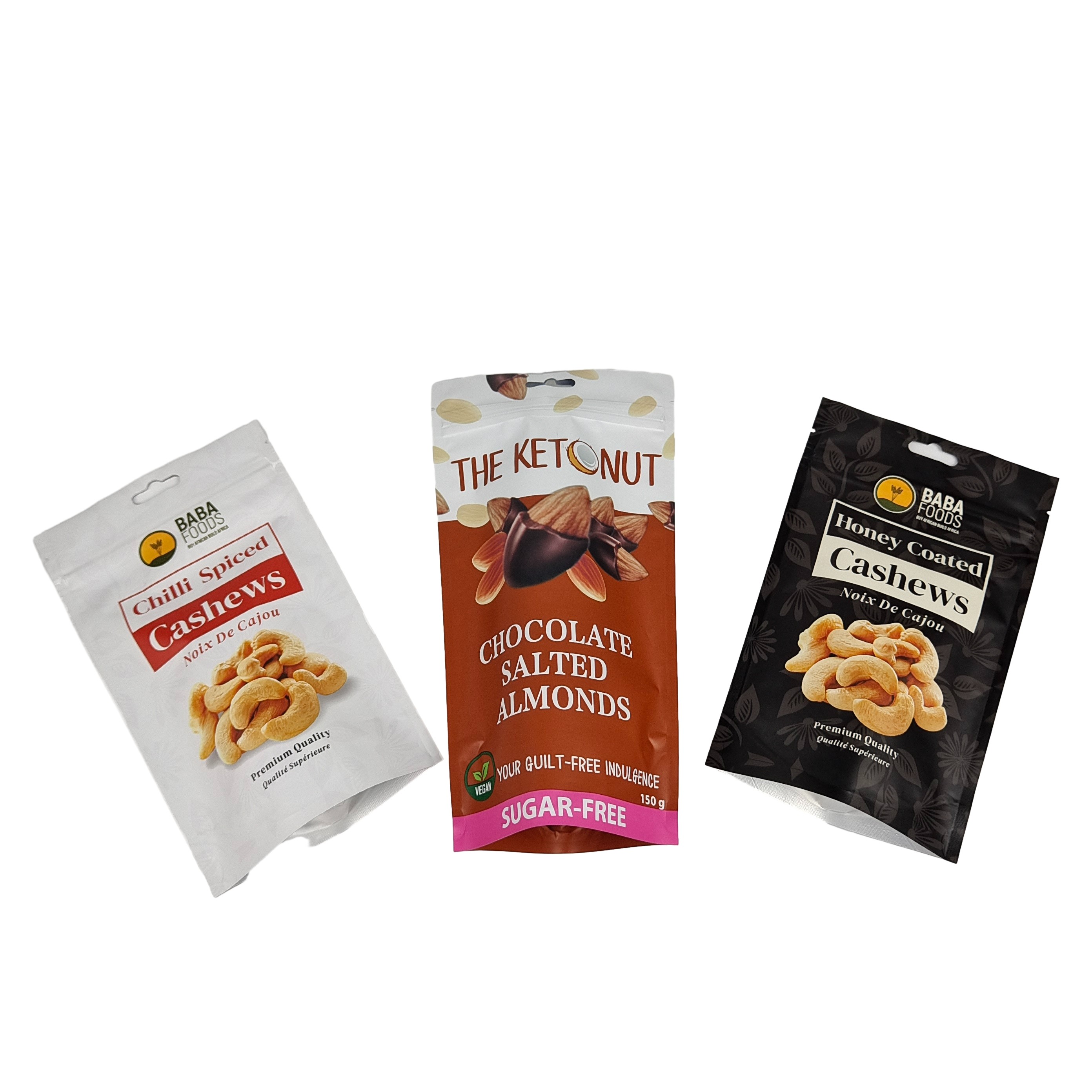 ক্যাশু নট ফুড গ্রেড জিপার ব্যাগ স্ট্যান্ড আপ অ্যালুমিনিয়াম ফয়েল প্লাস্টিকের পকেট জিপার মাইলার ব্যাগ