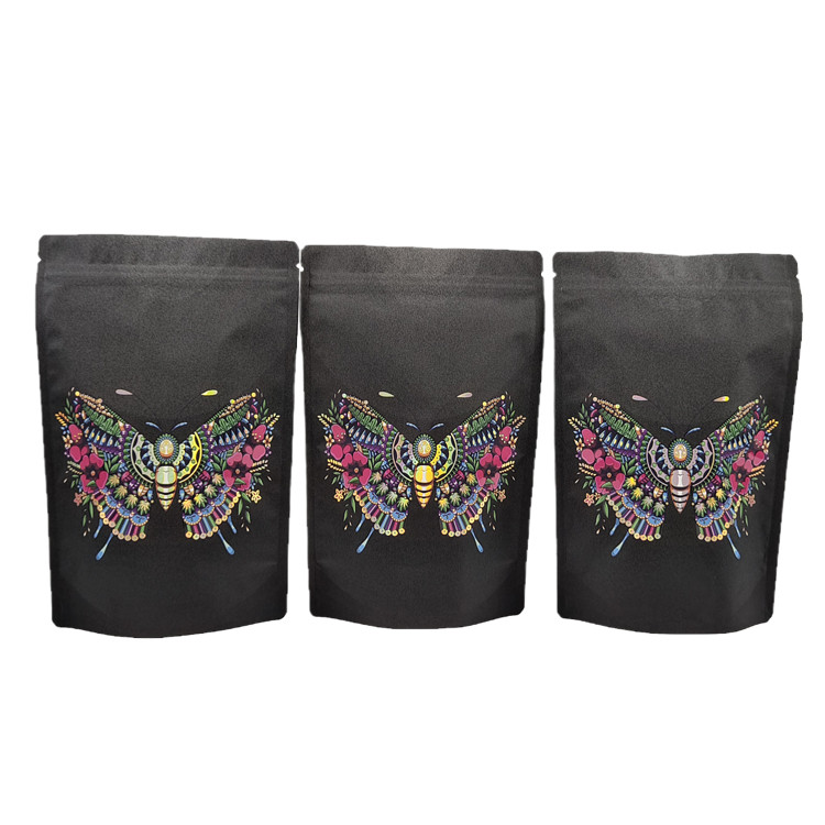 পাইকারি কাস্টম ইকো ফ্রেন্ডলি ক্রাফ্ট পেপার প্যাকেজিং ব্যাগ স্পট ইউভি পুনরায় সিলযোগ্য মাইলার ব্যাগগুলির সাথে মশলা প্রোটিন পাউডার