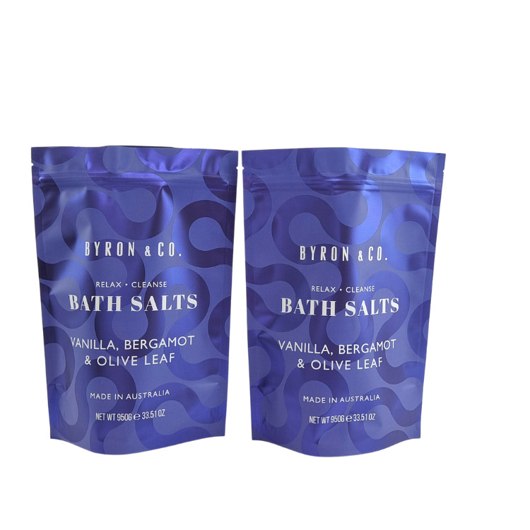 ম্যাট মুদ্রিত পুনরায় বন্ধযোগ্য প্যাকেজিং ব্যাগ জিপ লক প্লাস্টিক স্নান লবণ শরীরের স্ক্রাবিং স্ট্যান্ডিং আপ পকেট জিপার সঙ্গে