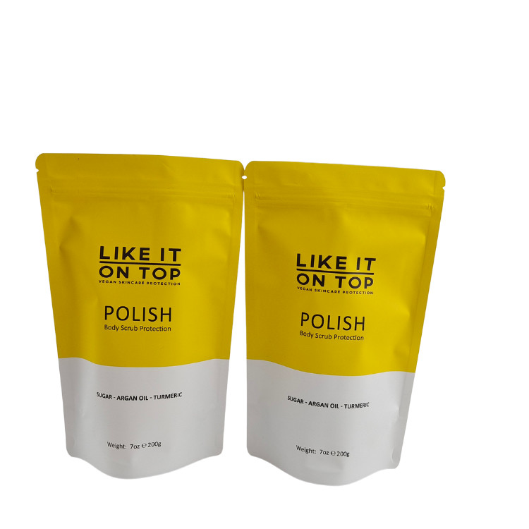 ম্যাট মুদ্রিত পুনরায় বন্ধযোগ্য প্যাকেজিং ব্যাগ জিপ লক প্লাস্টিক স্নান লবণ শরীরের স্ক্রাবিং স্ট্যান্ডিং আপ পকেট জিপার সঙ্গে