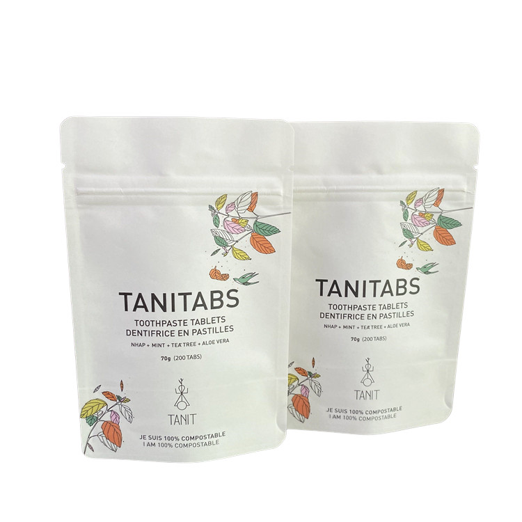 কাস্টম ওয়াটারপ্রুফ বায়োডেগ্রেডেবল প্লা Kraft কাগজ Ziplock ব্যাগ Zipper ব্যাগ স্ট্যান্ড আপ পকেট