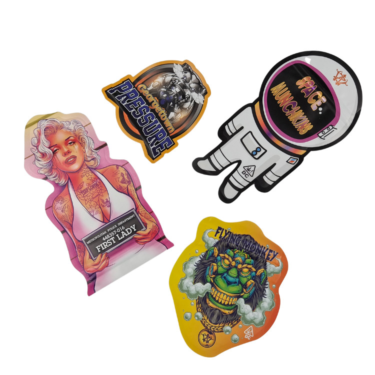 কাস্টম জিপলক বিশেষ আকৃতির প্লাস্টিকের শিশু প্রতিরোধী গন্ধ প্রতিরোধী ক্যান্ডি ব্যাগ মাইলার প্যাক 3.5g 7g কাস্টম আকৃতির মাইলার ব্যাগ