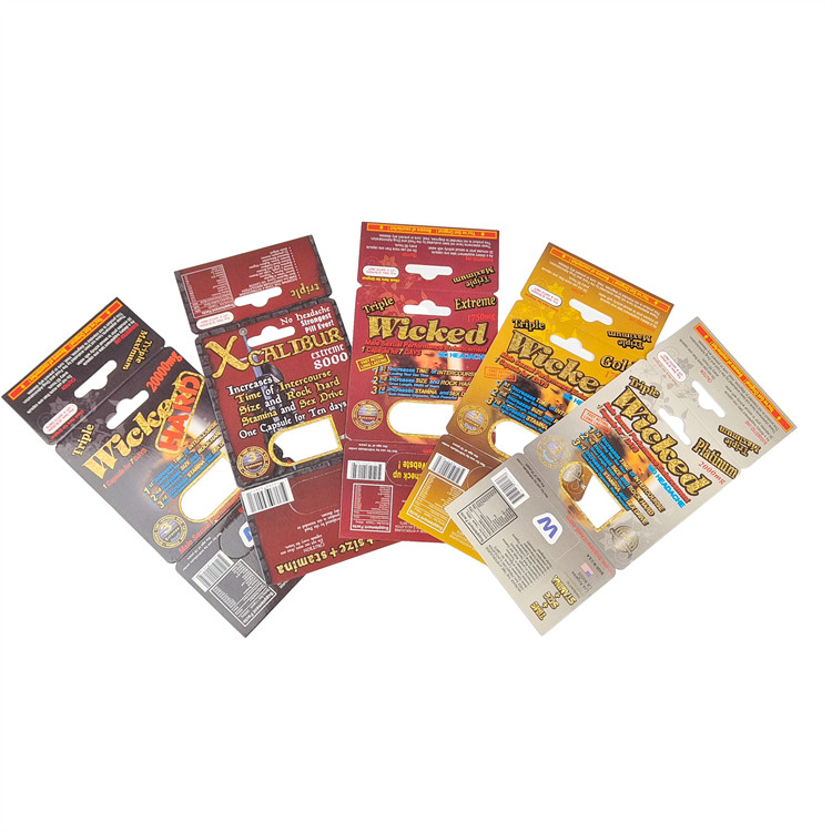 কাস্টম মুদ্রণ গরম বিক্রয় বৃদ্ধি Rhino পিল পুরুষদের জন্য প্যাকেজিং স্টক প্রদর্শন কাগজ বাক্স কাগজ কার্ড