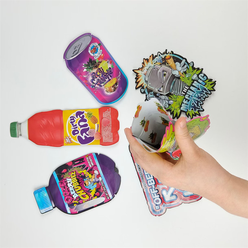 কাস্টম লোগো প্রিন্ট ডিজাইন 3.5g ডাই কাট স্টক ব্যাগ অনিয়মিত গন্ধ প্রুফ ব্যাগ ডাই কাট মাইলার জিপার ব্যাগ