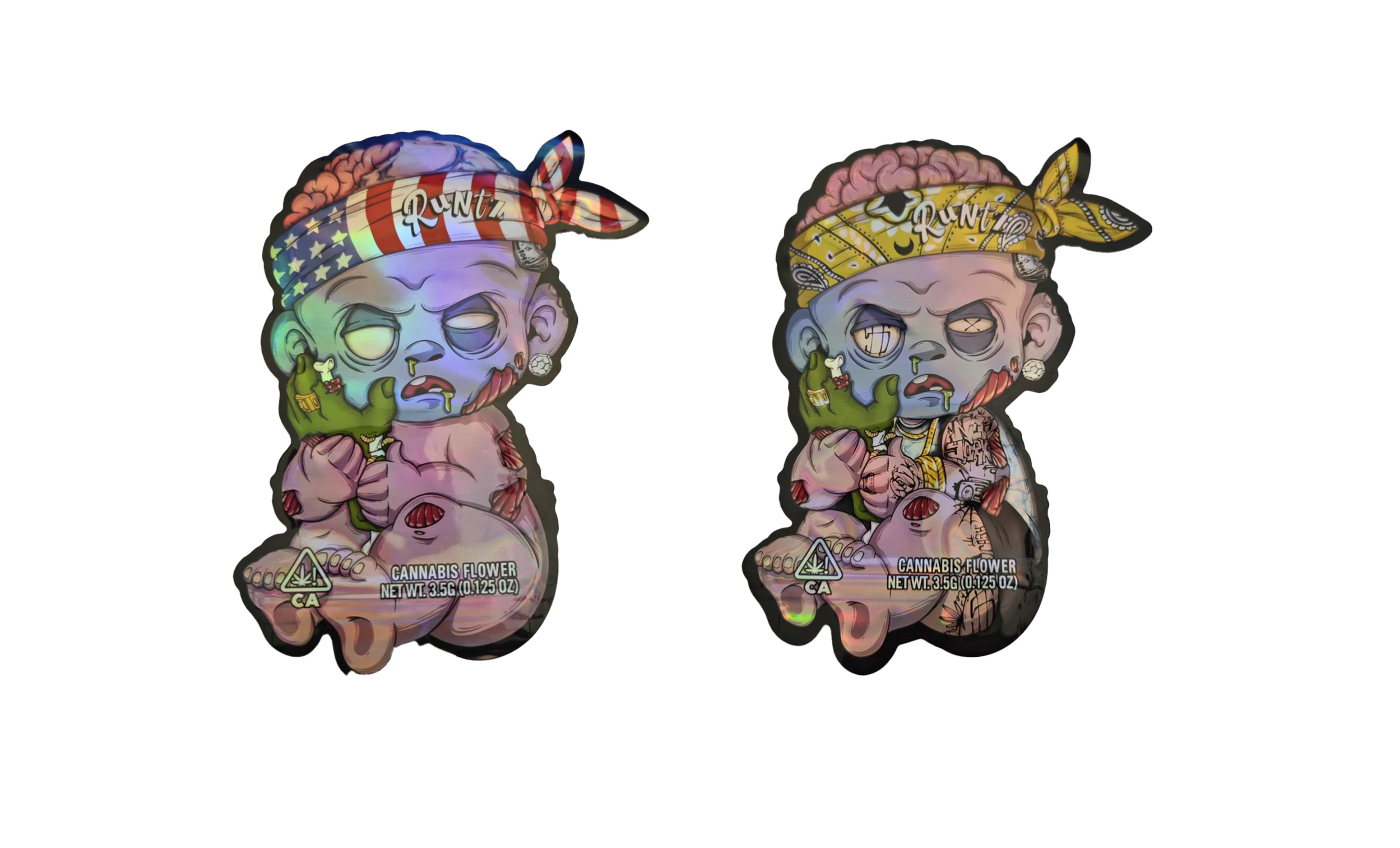 কাস্টম ডিজাইন ডাই কাট সার্কেল ডাই কাট মাইলার ব্যাগ ফুড গ্রেড 3.5g গন্ধ প্রতিরোধী কাস্টম আকৃতি ডাই কাট মাইলার ব্যাগ