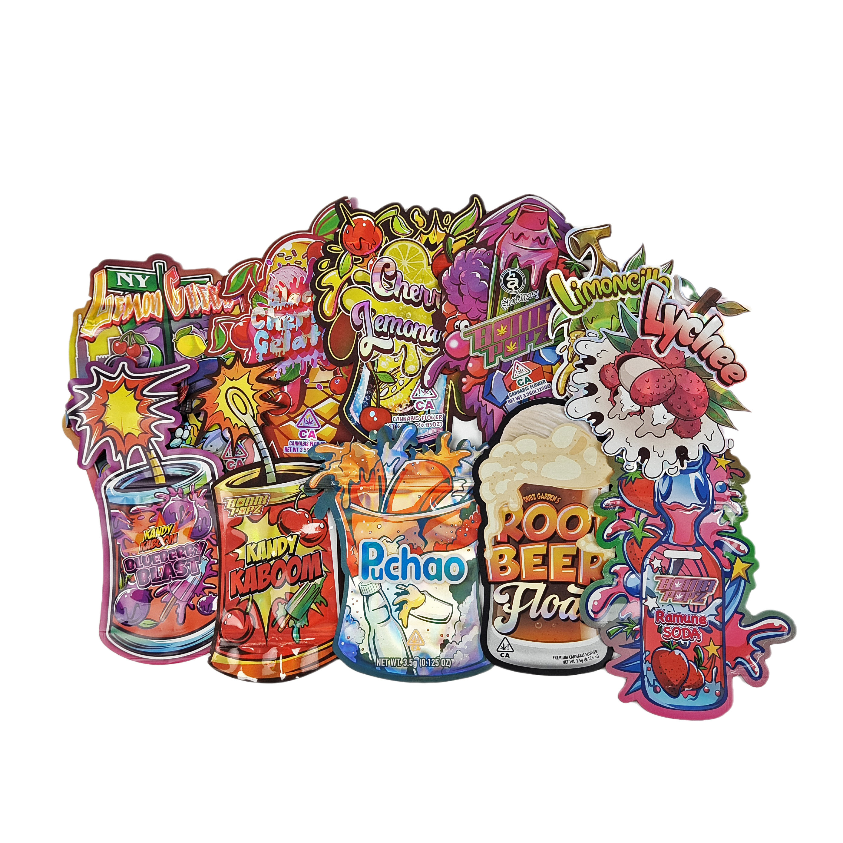 কাস্টম মুদ্রিত শিশু প্রুফ জিপার ব্যাগ স্ট্যান্ড আপ হলোগ্রাফিক ব্যাগ স্ন্যাক্স এবং কমোডিটি পণ্য জন্য প্লাস্টিকের ব্যাগ