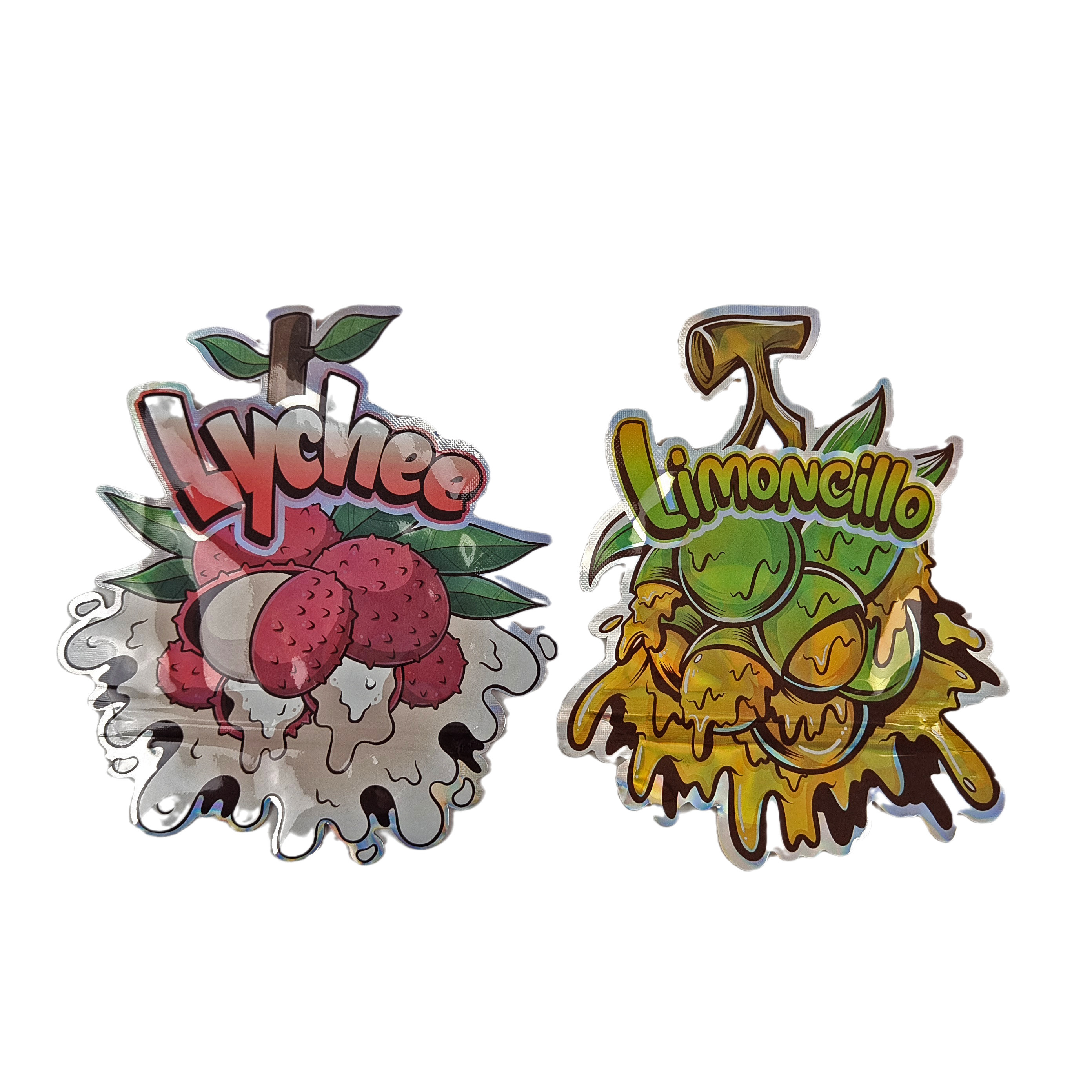 কাস্টম ডিজাইন মুদ্রিত অনিয়মিত পুনরায় বন্ধযোগ্য জিপার ডাই কাট 3.5g বিশেষ আকৃতির প্লাস্টিক প্যাকেজিং মাইলার ব্যাগ