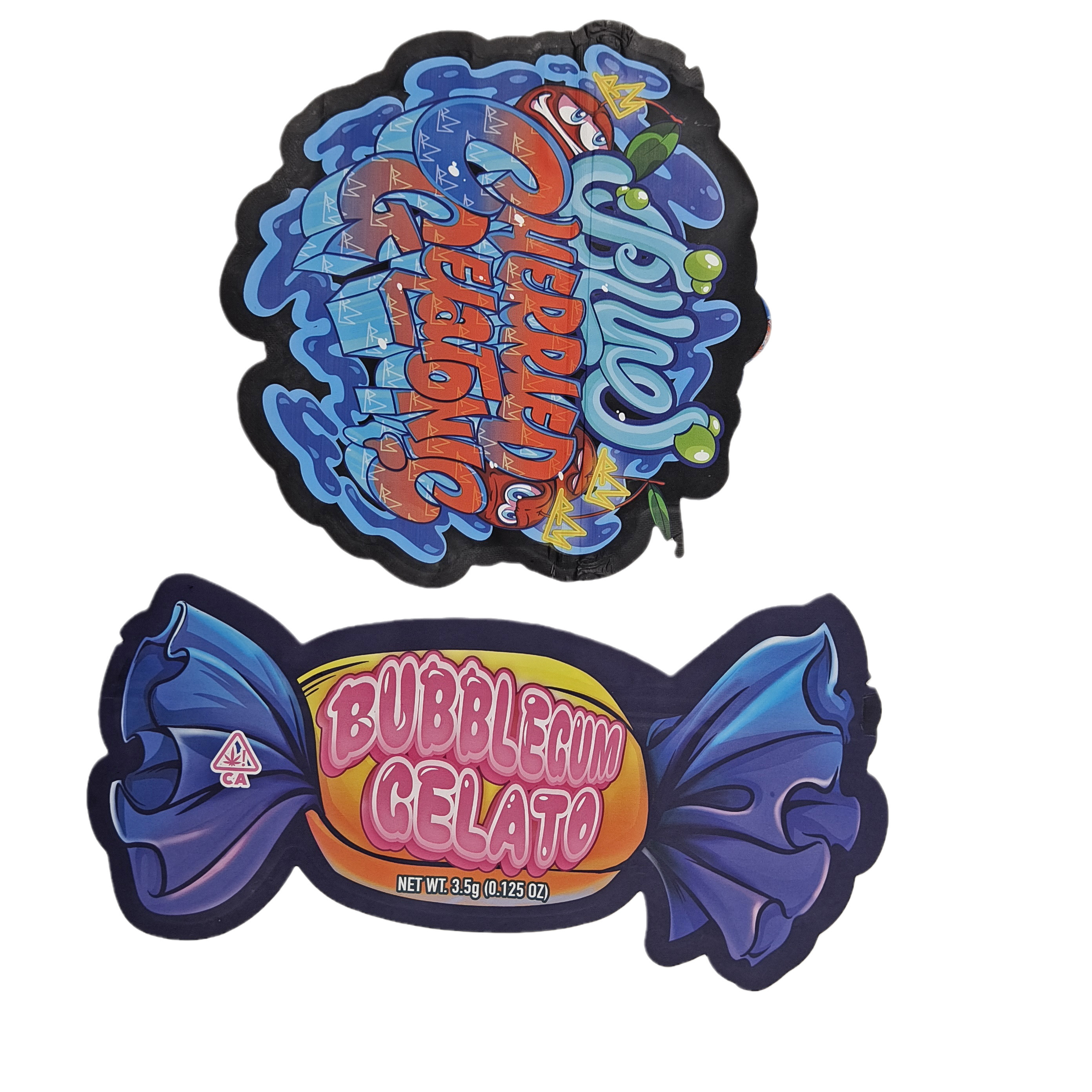 অনিয়মিত আকৃতির প্যাকেজিং ব্যাগ হলোগ্রাফ ফয়েল ডাই কাট ব্যাগ বিশেষ আকৃতির জিপলক প্লাস্টিক মাইলার 3.5 গ্রাম ডাই কাট ব্যাগ