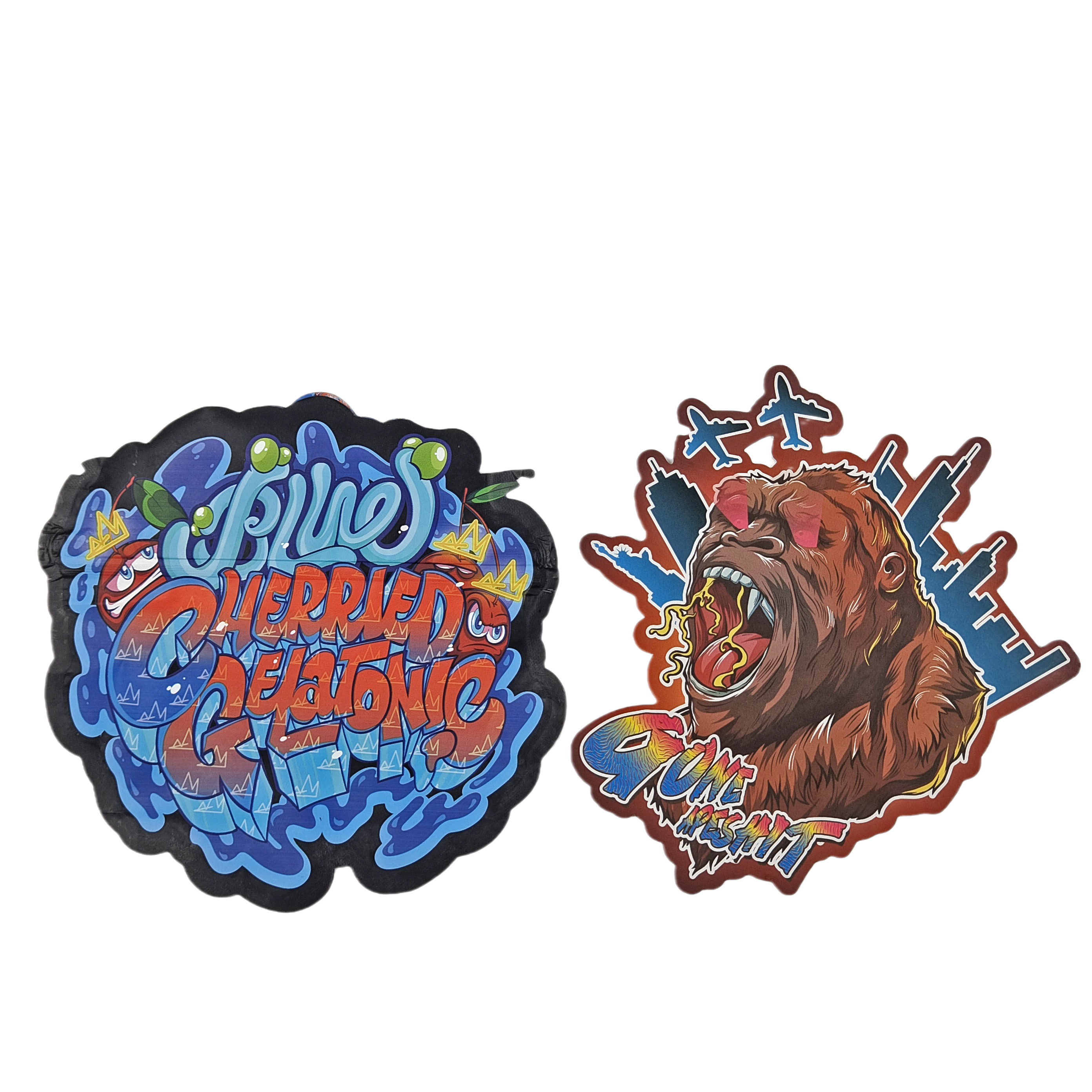 কাস্টম ডিজাইন মুদ্রিত মাইলার ব্যাগ প্যাকেজিং নরম স্পর্শ প্লাস্টিক 3.5g মাইলার ব্যাগ ডাই কাট অনিয়মিত ব্যাগ প্যাকেজিং