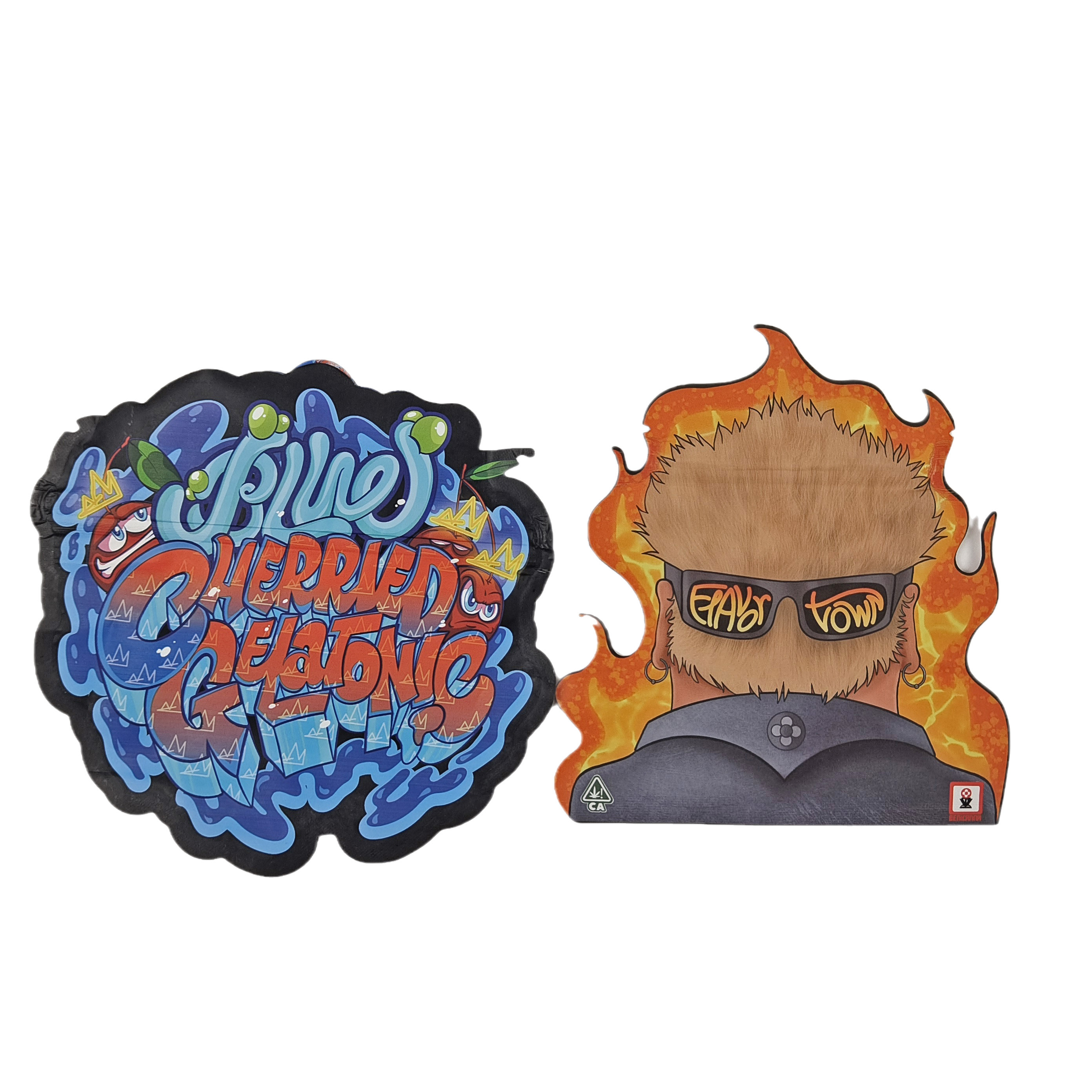 কাস্টম ডিজিটাল প্রিন্টিং ব্যাগ প্যাকেজিং হোলোগ্রাফ ফয়েল ডাই কাট বিশেষ আকৃতির জিপলক প্লাস্টিক মাইলার 3.5g ডাই কাট ব্যাগ