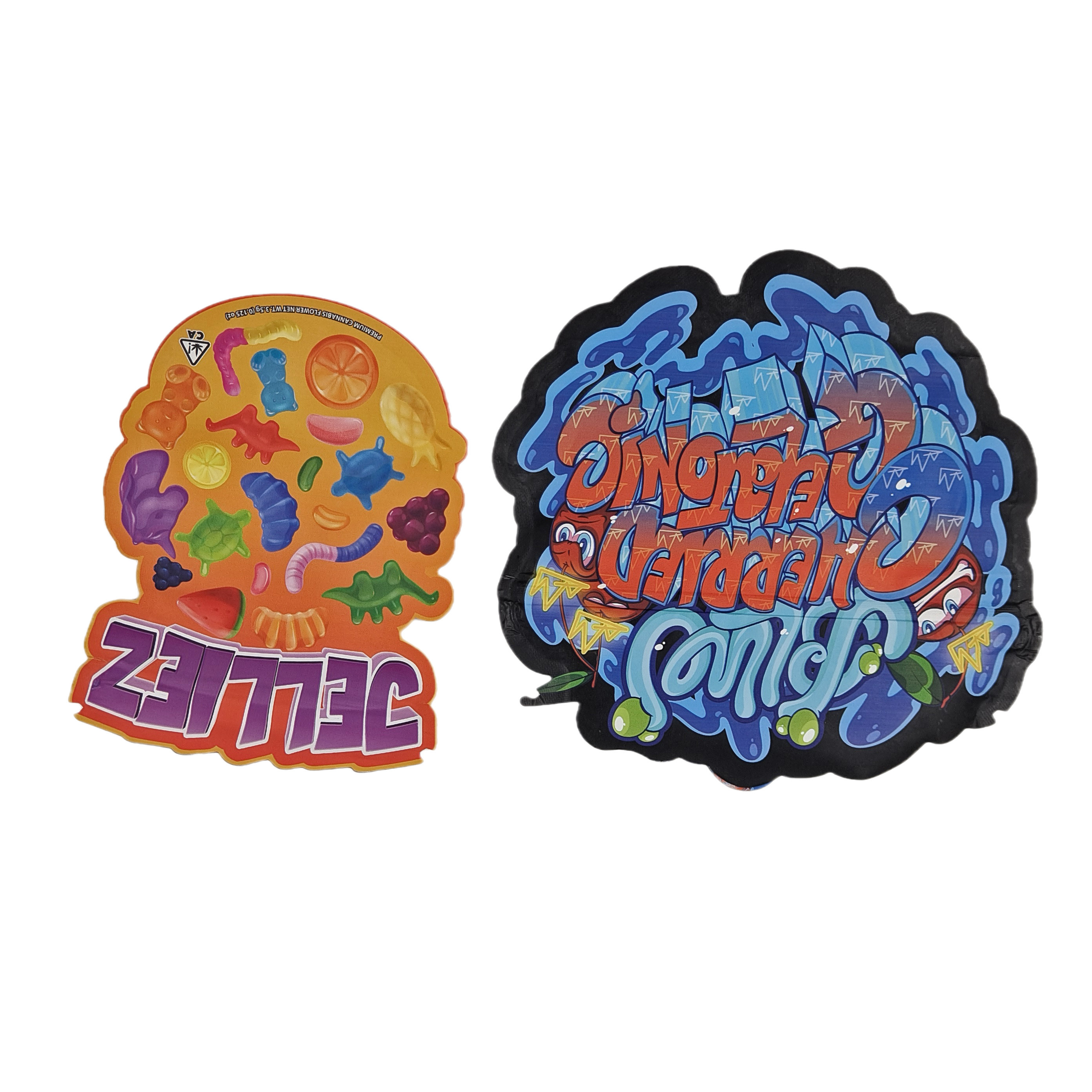 কাস্টম মুদ্রিত নরম টাচ হলোগ্রাফ ডাই কাট অনিয়মিত বিশেষ আকৃতি প্লাস্টিকের জিপার মাইলার ফুড প্যাকেজিং ব্যাগ