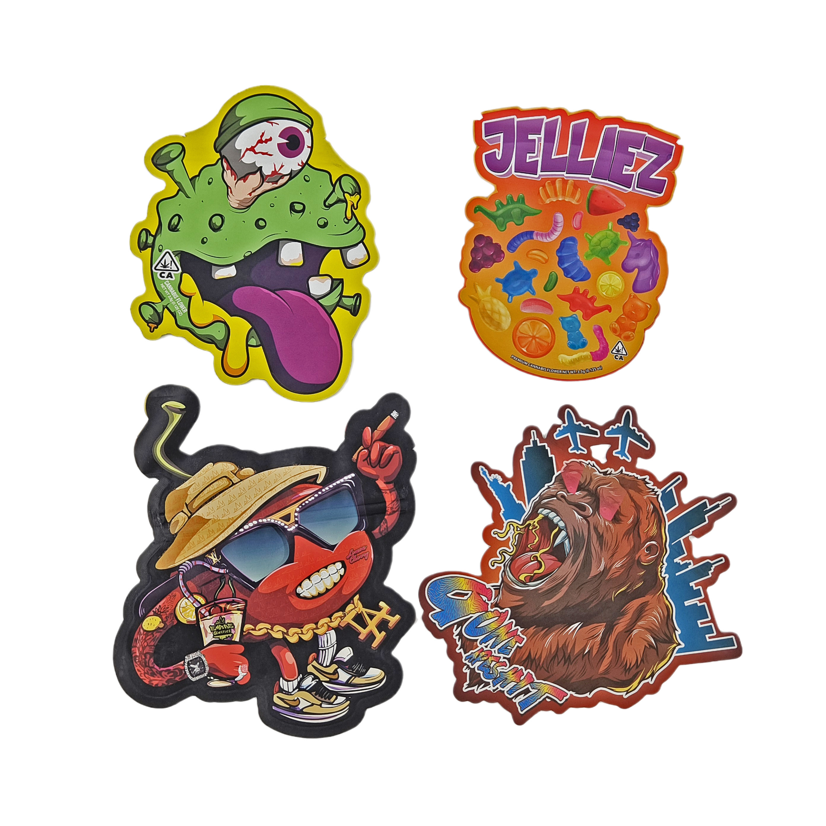 কাস্টম মুদ্রিত 3.5g কুকি ক্যান্ডি স্ন্যাক বিশেষ আকৃতির জিপলক প্লাস্টিকের ব্যাগ গন্ধ প্রতিরোধী ডাই কাট মাইলার ব্যাগ