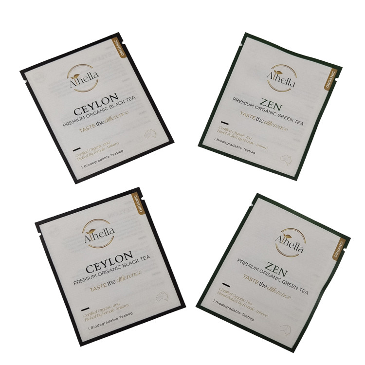 কাস্টম মুদ্রিত চা কফি পাউডার কম্পোস্টেবল পুনরায় সিলযোগ্য মাইলার ব্যাগগুলির জন্য বায়োডেগ্রেডেবল ছোট প্যাকেট