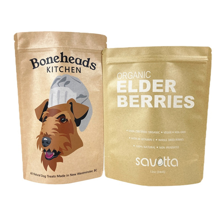 ডিজিটাল প্রিন্টিং কাস্টম লোগো হোয়াইট ক্রাফ্ট পেপার ব্যাগ মঙ্গো পাউডার বাদামের জন্য পোষা প্রাণী খাদ্য বায়োডেগ্রেডেবল গন্ধ প্রতিরোধী কাগজ প্যাক