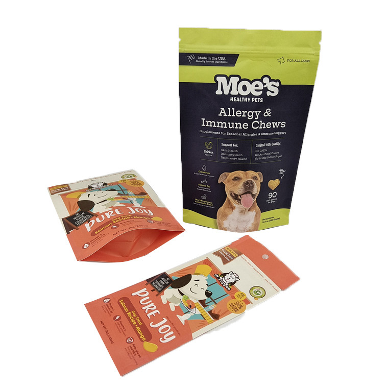 কাস্টম ইকো-বন্ধুত্বপূর্ণ হোয়াইট ক্রাফ্ট পেপার ম্যাঙ্গো পাউডার বাদাম পোষা প্রাণী খাদ্য বায়োডেগ্রেডেবল জিপার গন্ধ প্রতিরোধী কাগজ প্যাকেজিং ব্যাগ