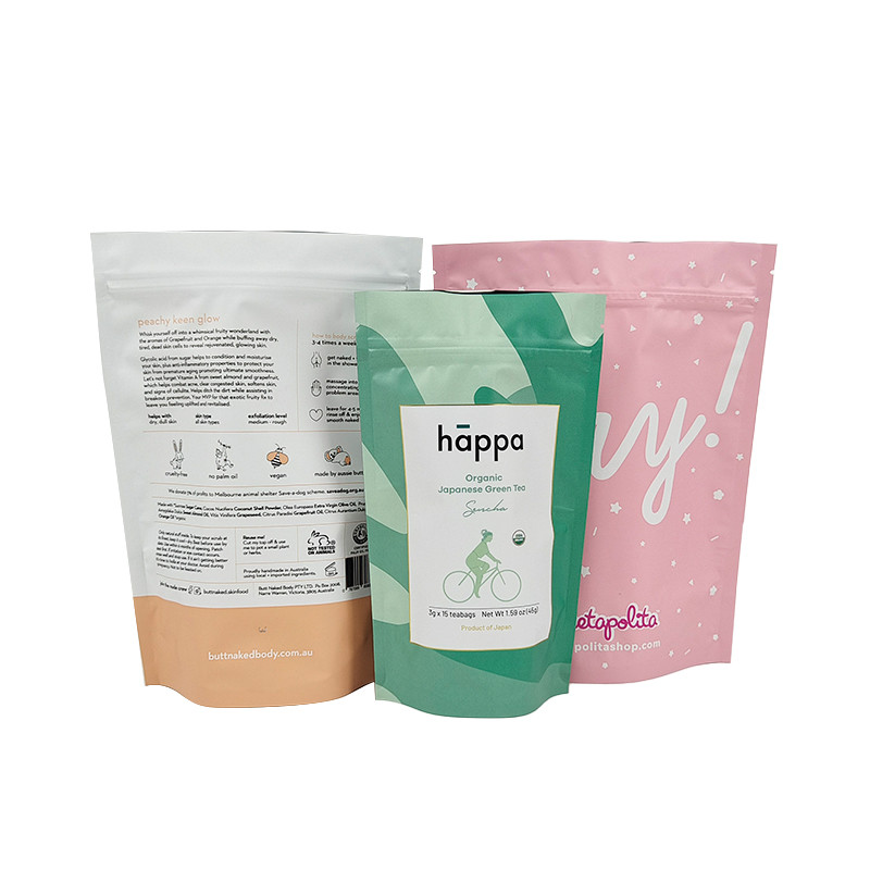 স্ট্যান্ড আপ/ডয় প্যাক/ডয় প্যাক/ডয় প্যাকিং অ্যালুমিনিয়াম ফয়েল প্যাকেজিং টপ জিপার সহ