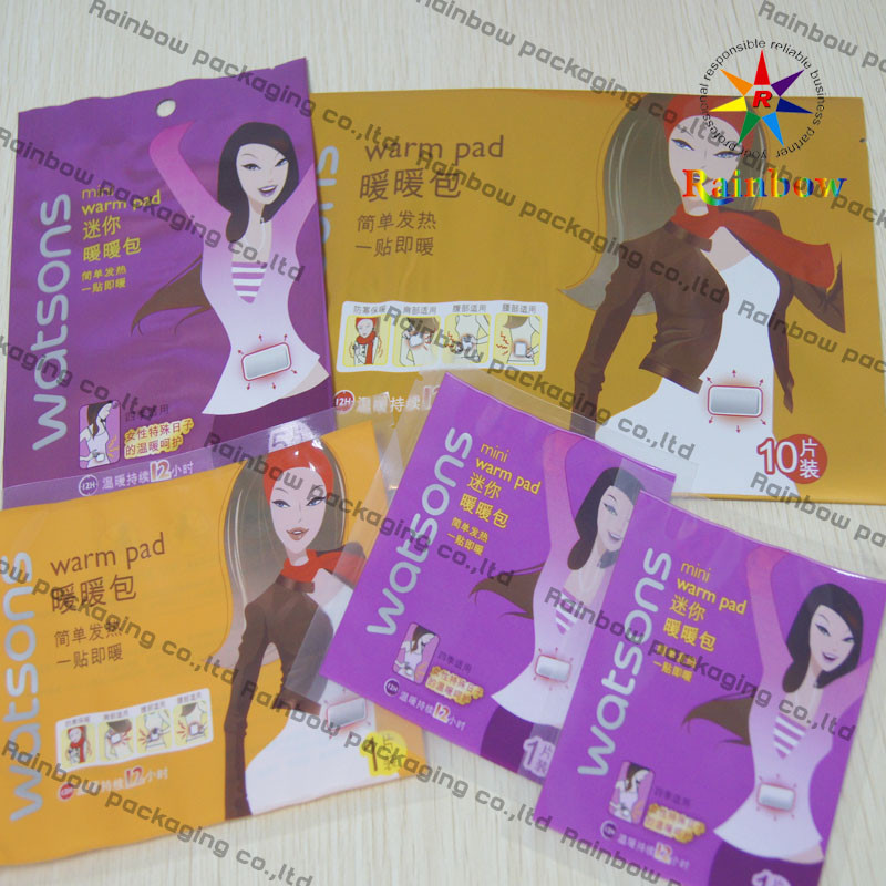 জিপ লক প্লাস্টিক প্রসাধনী কমপ্যাক্ট প্যাকেজিং গরম প্যাড জন্য ফ্ল্যাট