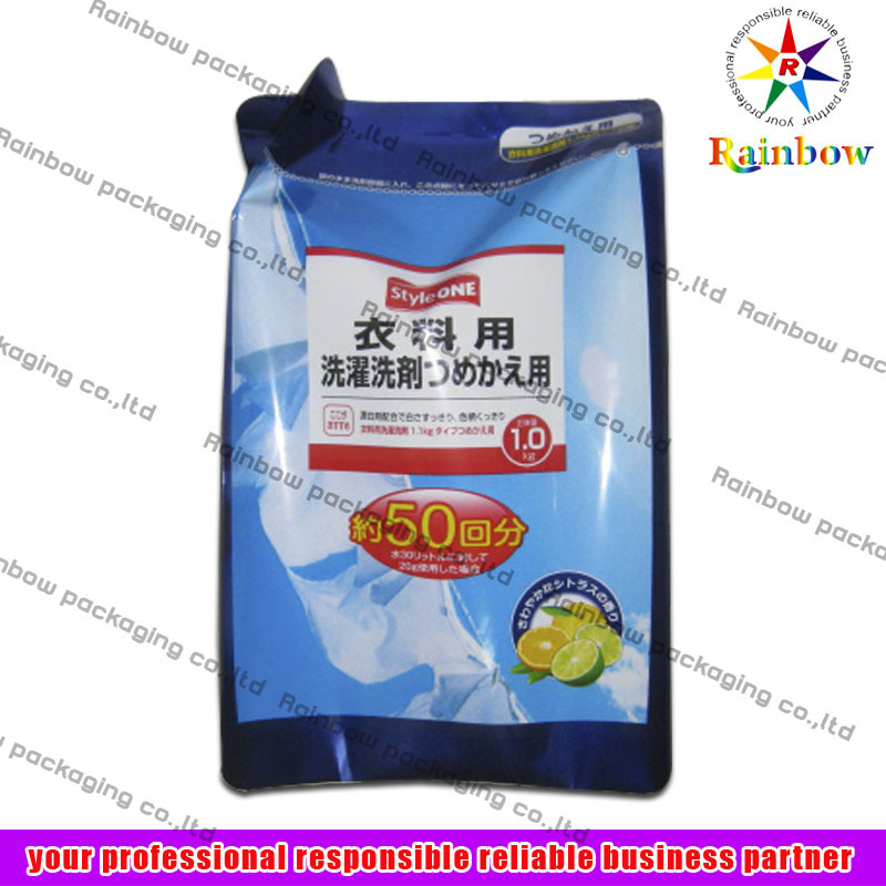 OPP ডিটারজেন্ট জন্য অ্যালুমিনিয়াম ফয়েল পচ প্যাকেজিং ব্যাগ আপ দাঁড়ানো