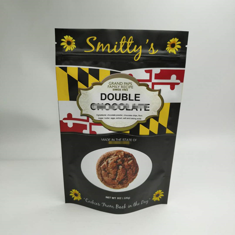 স্ন্যাক ব্যাগ প্যাকেজিং আপ তিনটি সাইড সিল গোলাকার কোণঠাসি সঙ্গে আপ দাঁড়ানো