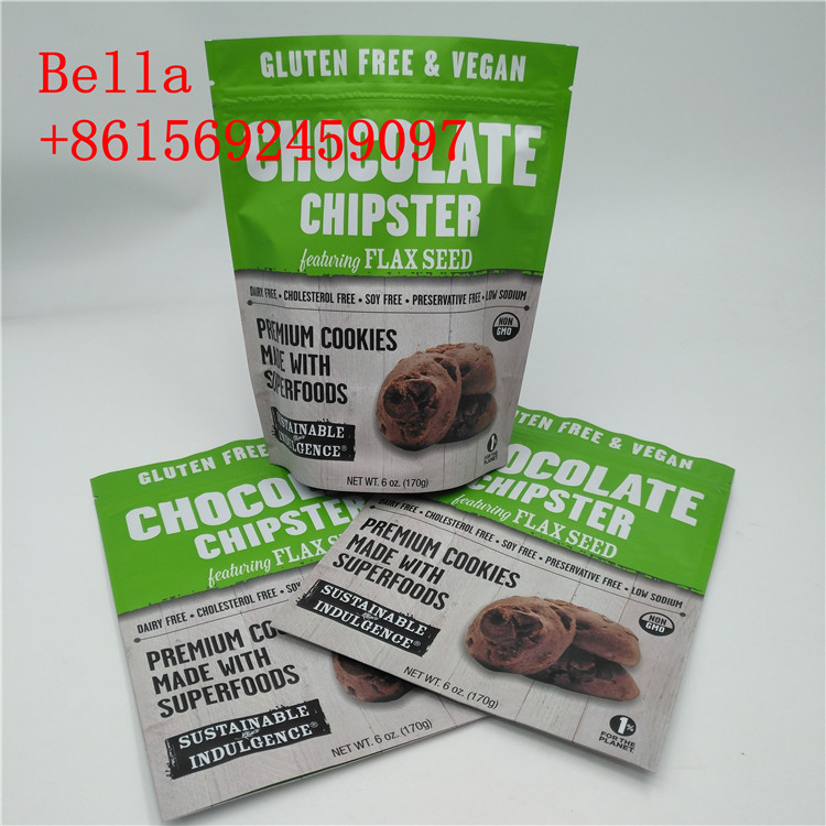 কাস্টমাইজেশন রঙ অ্যালুমিনিয়াম ফয়েল ব্যাগ জিপিপার কুকি প্যাকেজিং জন্য শীর্ষ হাতল