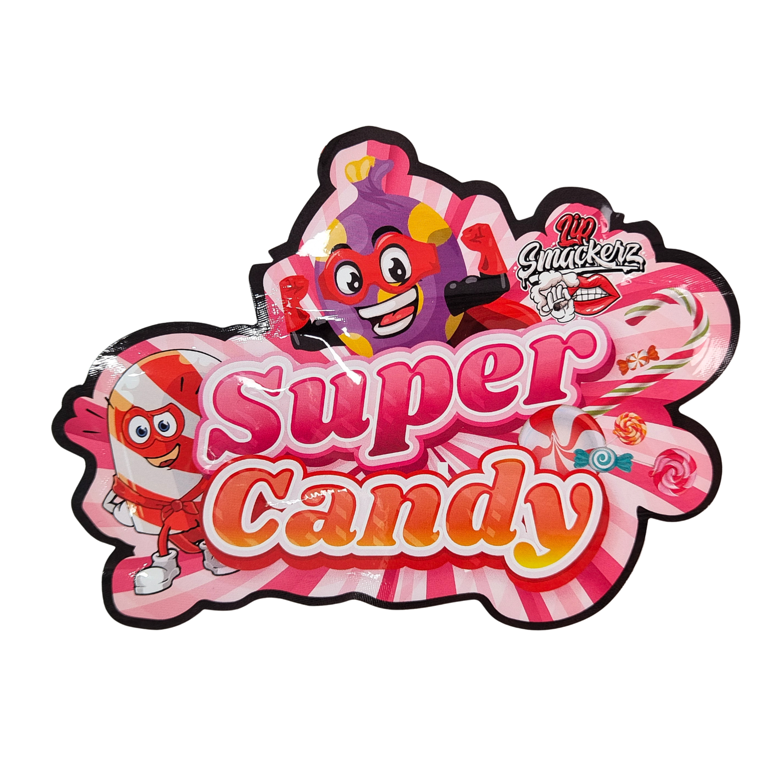 গামি হার্ব ক্যান্ডি প্যাকেজিংয়ের জন্য ডাই কাট ৩.৫ গ্রাম প্লাস্টিক ব্যাগ, চকচকে জিপার মায়লার, গন্ধরোধী, চকচকে পৃষ্ঠ