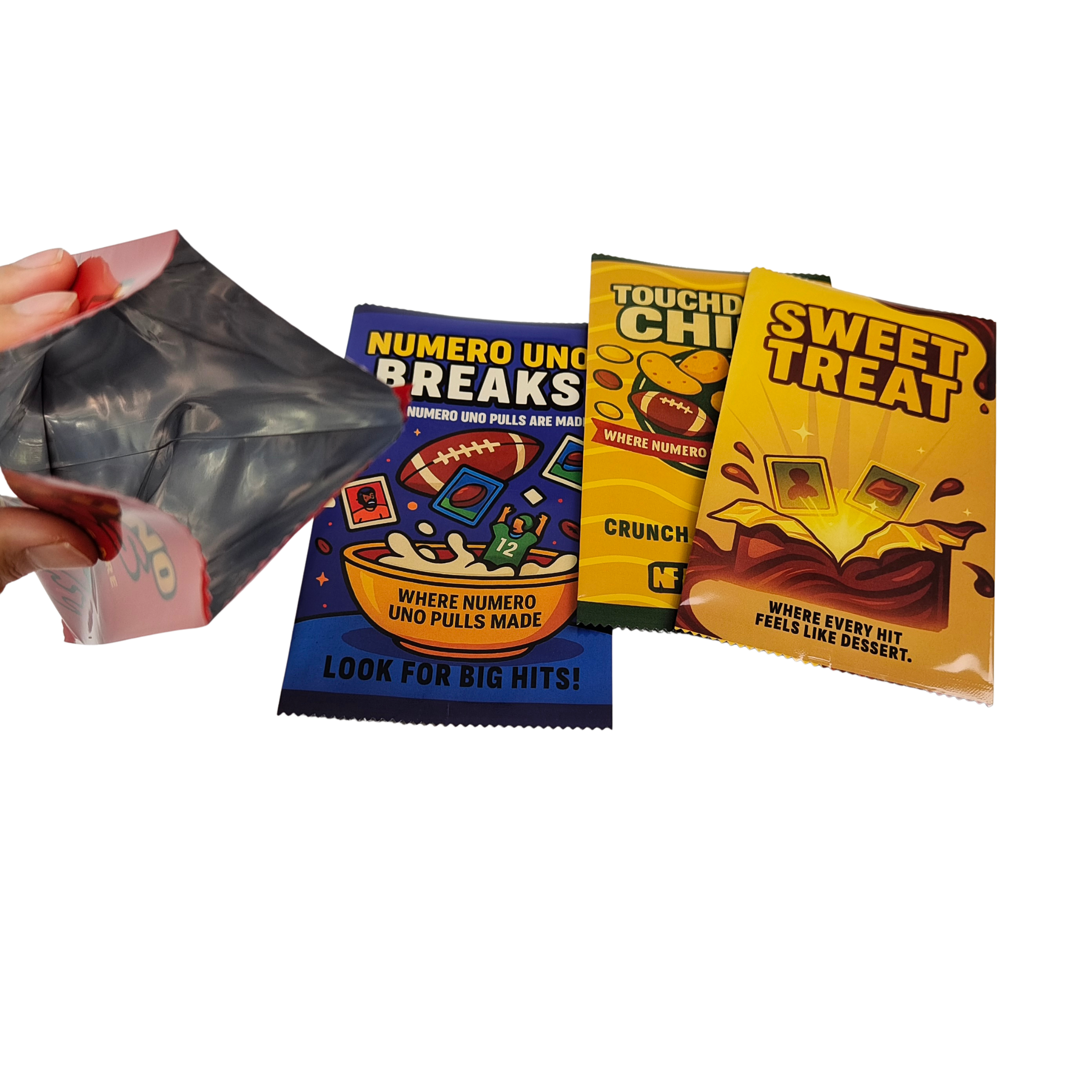 Custom Printed Biodegradable Food Grade Special Shaped Three Side Seal Flat Pouch Holographic Mylar Bag