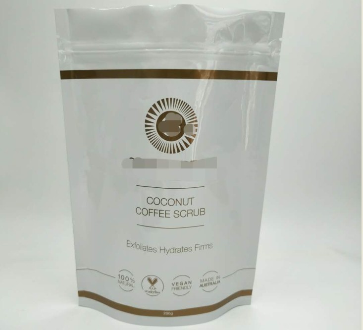 হোয়াইট চকচকে প্রসাধনী প্যাকেজিং ব্যাগ, শরীর Soaks জন্য অ্যালুমিনিয়াম ফয়েল ব্যাগ আপ স্ট্যান্ড