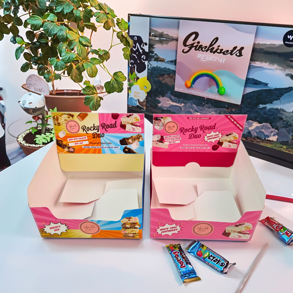 খুচরা স্ন্যাক প্যাকেজিংয়ের জন্য কাস্টম মুদ্রিত কার্ডবোর্ড ডিসপ্লে বক্স 350g বেধ এবং হট স্ট্যাম্পিং