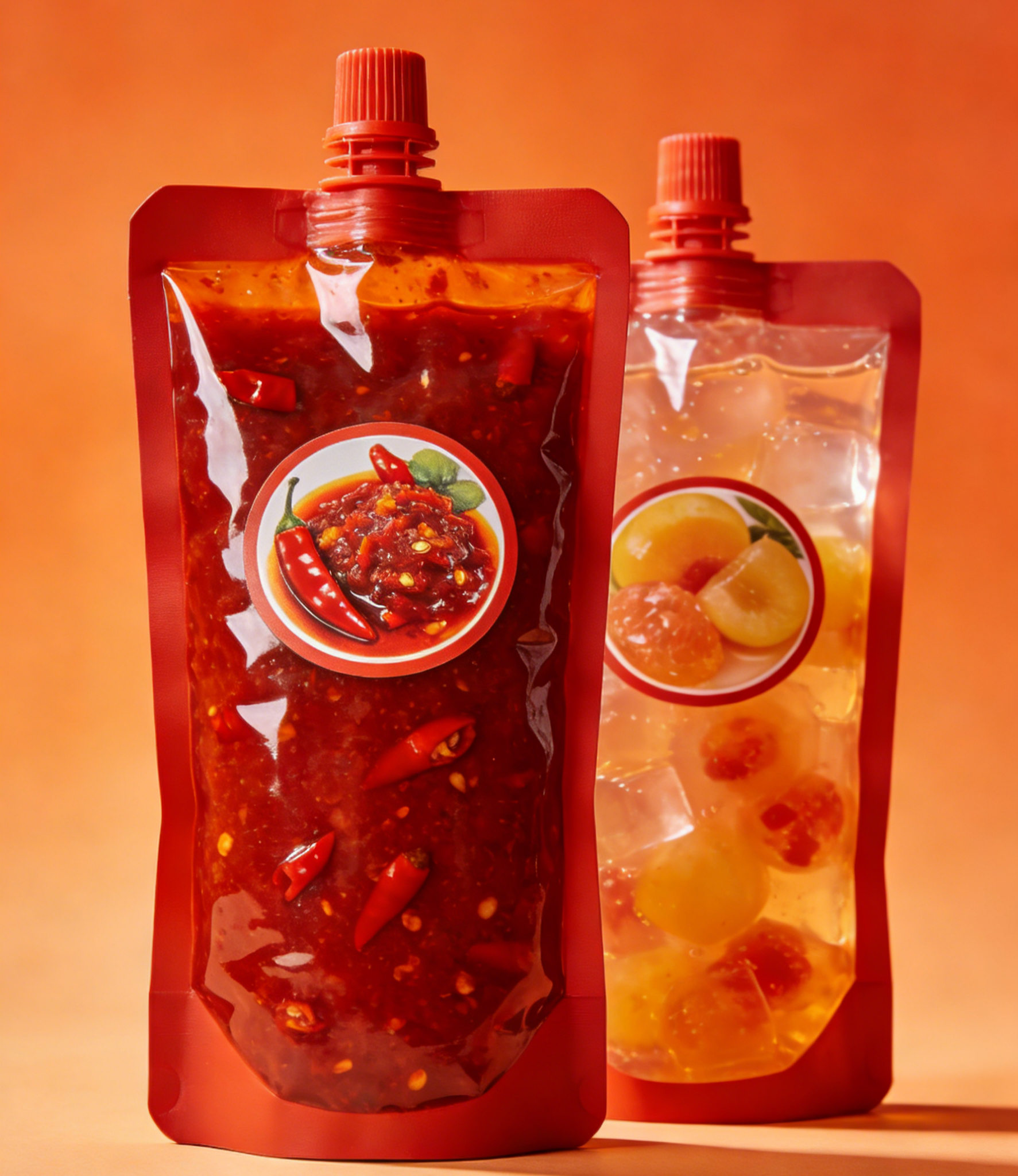 লিকপ্রুফ স্পাউট পাউচ150ml 200ml 300ml Doypack ফুড গ্রেড চিলি সস জেলি জুস বেবি ফুড ব্যাগ স্ট্যান্ড আপ স্পাউট পাউচ