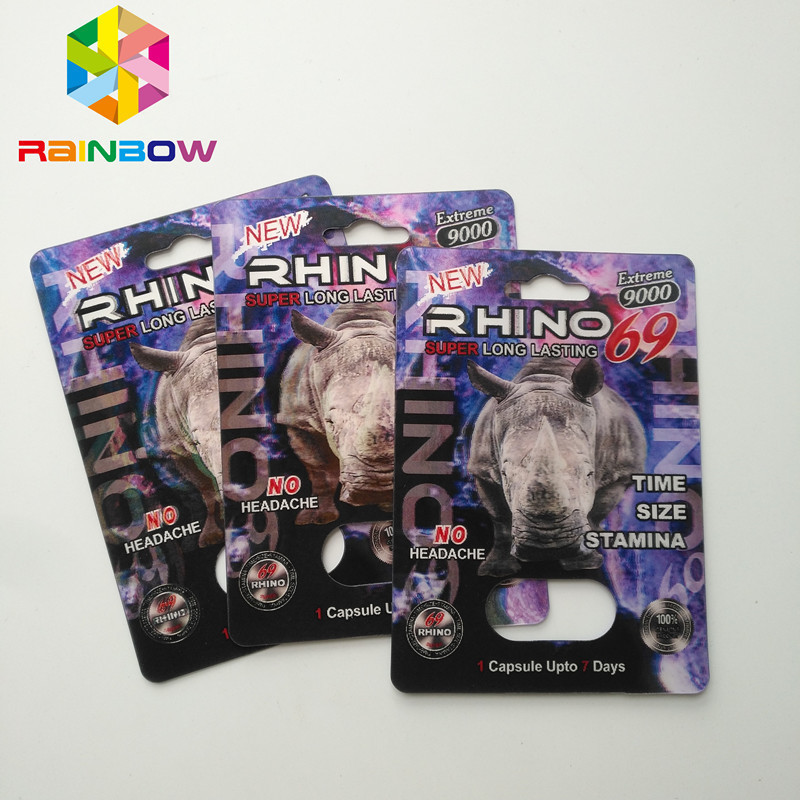 Rhino 69/7 ক্যাপসুল যৌন বড়ি ব্লিস্টার কার্ড প্যাকেজিং ম্যাট / চকচকে সারফেস শেষ
