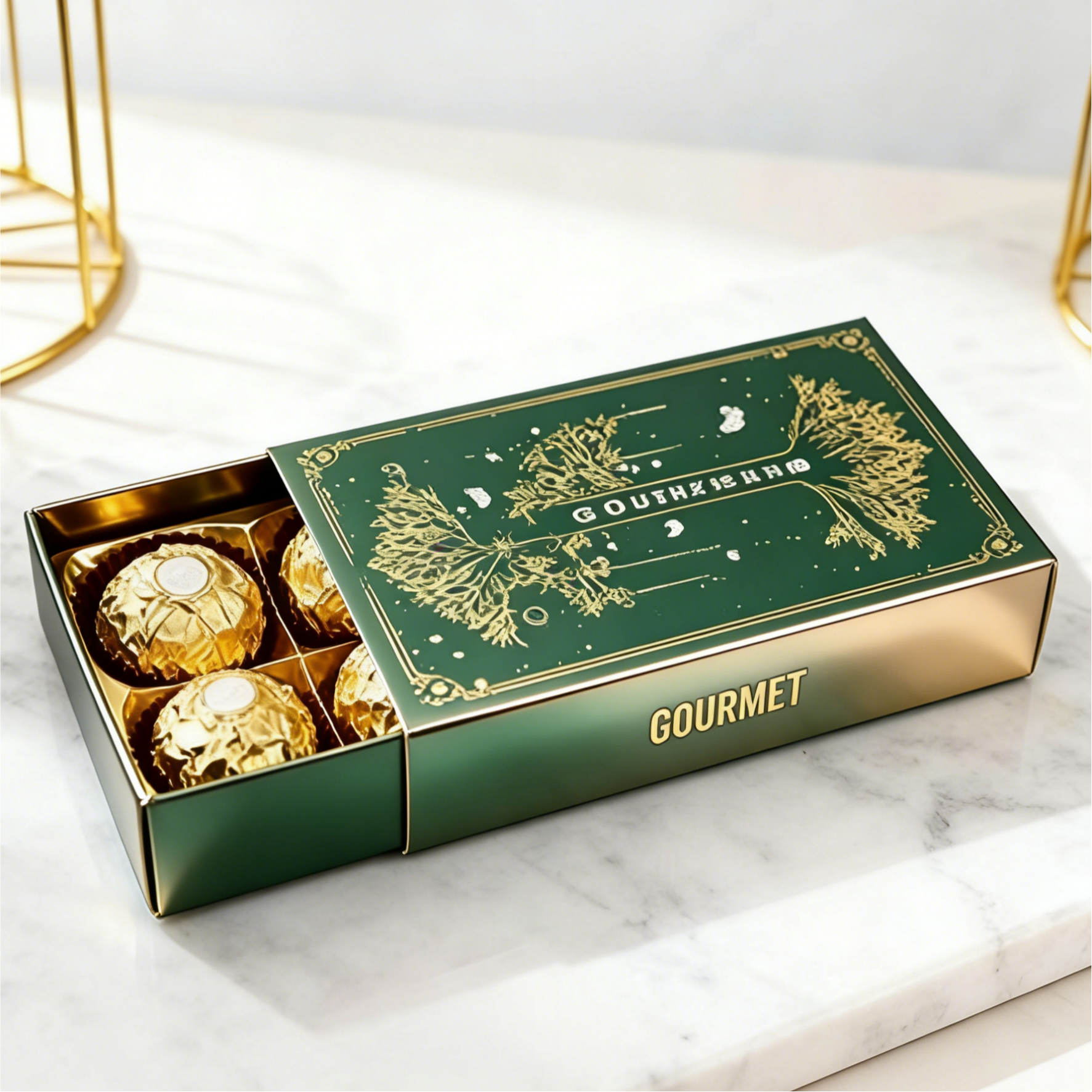 এমবসড প্যাটার্ন সহ কাস্টম চকোলেট বক্স প্যাকেজিং ফুড-গ্রেড সেফ ড্রয়ার বক্স প্যাকেজিং