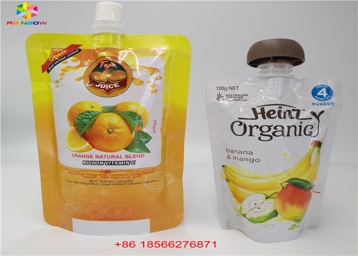 পুনঃব্যবহারযোগ্য তরল স্পাউট ব্যাগ, ক্যাপ Doypack ফয়েল রস স্পাউট সঙ্গে স্ট্যান্ড আপ পাউচ