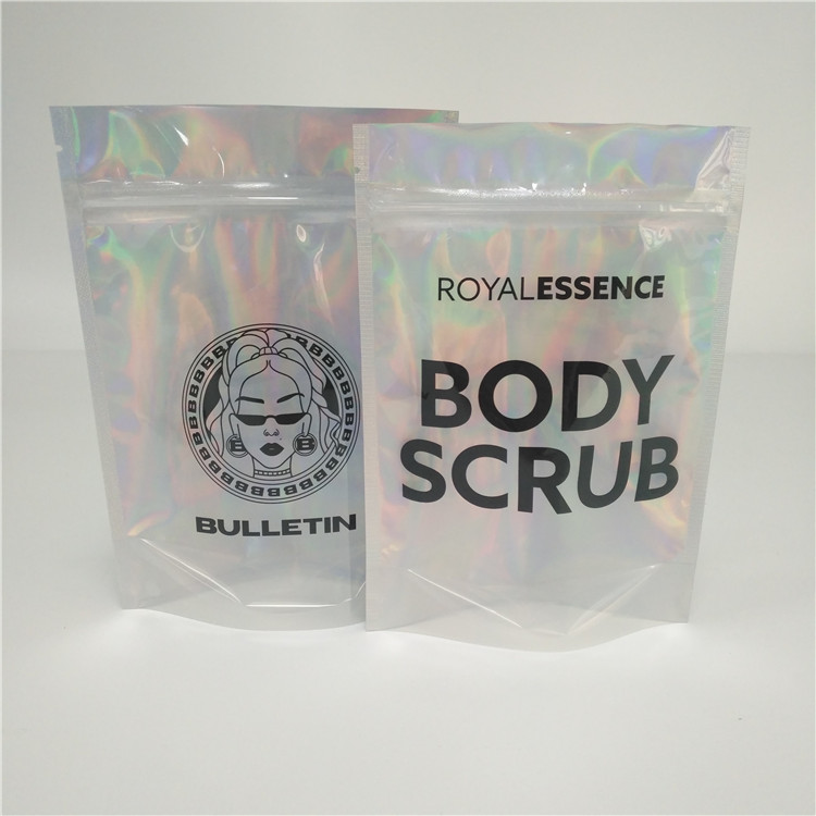 শৃঙ্গাকার হোলোগ্রাফিক ফয়েল পচ প্যাকেজিং হোলোরাম ব্যাগ Mylar Glitter পাউডার নখরঁজনী পোলিশ ব্যাগ