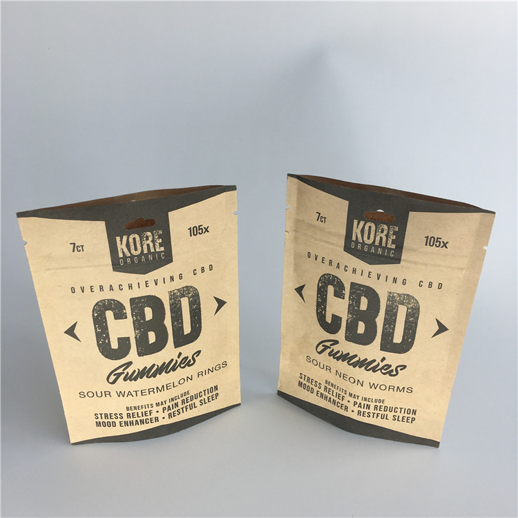 Reseableable প্রসাধনী প্যাকেজিং ব্যাগ অ্যালুমিনিয়াম ফয়েল ক क्राफ्ट কাগজ পাউন্ড আপ স্ট্যান্ড