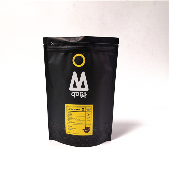 প্লাস্টিকের পাউচ প্যাকেজিং খাদ্য গ্রেড অ্যালুমিনিয়াম ফয়েল কফি ব্যাগ Gravnre মুদ্রণ আপ স্ট্যান্ড