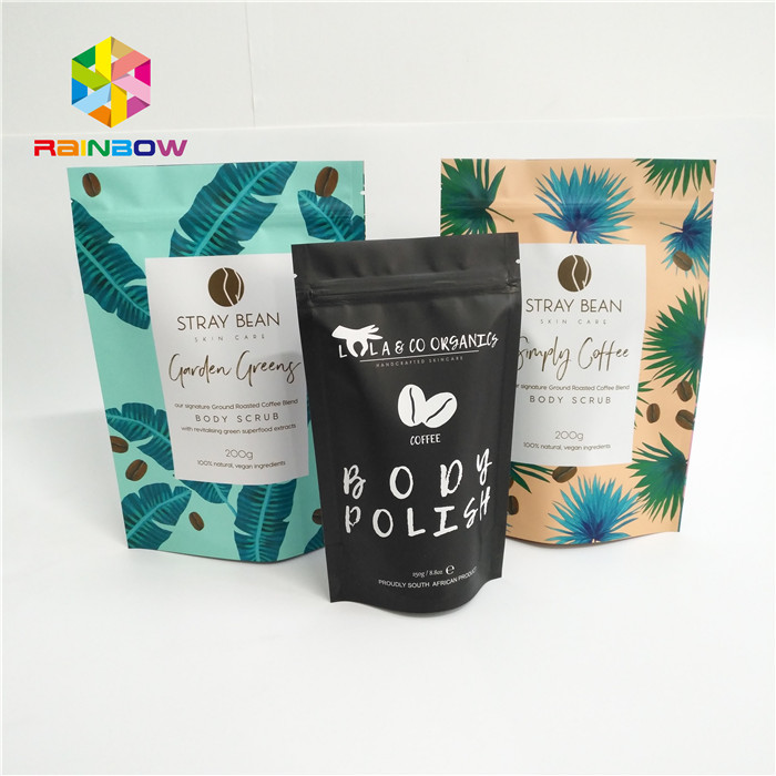 চকচকে উপাদান কাস্টম মুদ্রিত খাদ্য প্যাকেজিং জন্য পাউচ কফি ব্যাগ আপ স্ট্যান্ড
