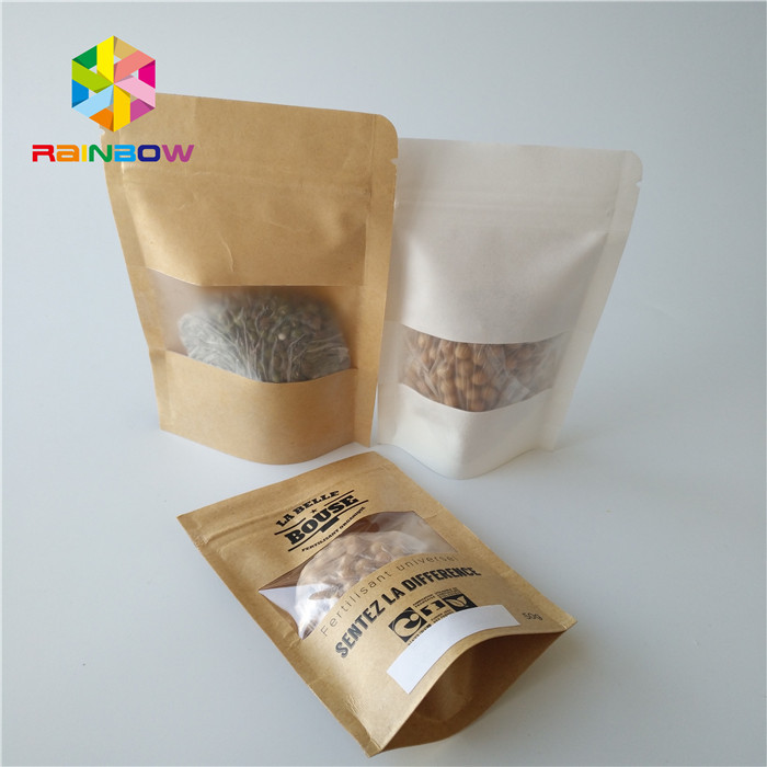 স্যান্ড্যাক খাদ্য প্যাকেজিং ব্যাগ স্ট্যান্ড আপ জিপ লক পরিষ্কার প্লাস্টিকের পাউন্ড উইন্ডো সঙ্গে স্বচ্ছ