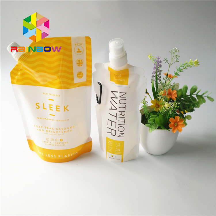 5oz / 7oz প্লাস্টিক স্পাউট পাউচ প্যাকেজিং স্বচ্ছ শক্তি পানীয় ব্যাগ পুনর্ব্যবহারযোগ্য