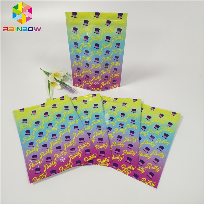 কাস্টম 1oz 3.5 জি ফয়েল পচ প্যাকেজিং গন্ধ প্রুফ আগাছা প্যাকেজিং ব্যাগ চকচকে সারফেস