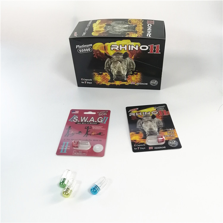 কাস্টম ফোস্কা কার্ড প্যাকেজিং পুরুষ উন্নত ক্যাপসুল প্যাকেজিং জন্য রাইনো কন্টেইনার বুলেট